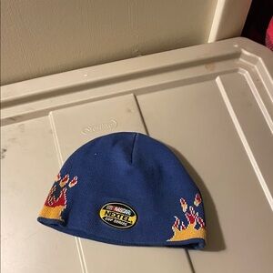 Nascar Blue Beanie with Flame Design